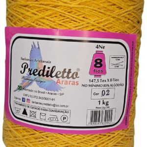 Barbante Prediletto Fio 8 Cor 02 Amarelo Ouro de 1kg