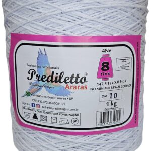 Barbante Prediletto Fio 8 Cor 10 Branco de 1kg