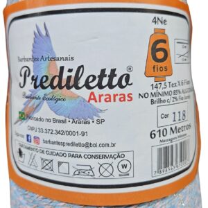 Barbante Prediletto Fio 6 Cor 118 Algodão Doce com Brilho Dourado de 610 metros