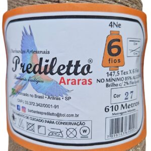 Barbante Prediletto Fio 6 Cor 27 Chocolate com Brilho Dourado de 610 metros