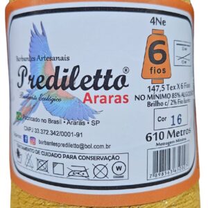Barbante Prediletto Fio 6 Cor 16 Mostarda com Brilho Dourado de 610 metros