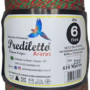 Barbante Prediletto Fio 6 Cor 120 Natalino com Brilho Dourado de 610 metros