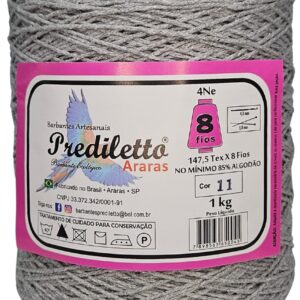 Barbante Prediletto Fio 8 Cor 11 Cinza de 1kg