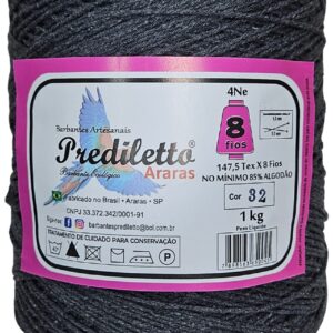 Barbante Prediletto Fio 8 Cor 32 Grafite de 1kg