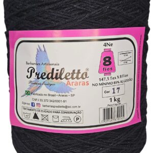 Barbante Prediletto Fio 8 Cor 17 Preto de 1kg