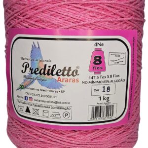 Barbante Prediletto Fio 8 Cor 18 Rosa de 1kg