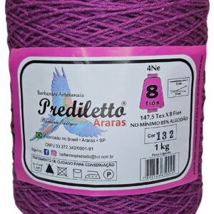 Barbante Prediletto Fio 8 Cor 132  Rosa Fúcsia de 1kg