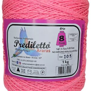 Barbante Prediletto Fio 8 Cor 105 Rosa Neon de 1kg