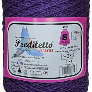 Barbante Prediletto Fio 8 Cor 133 Roxo Neon de 1kg