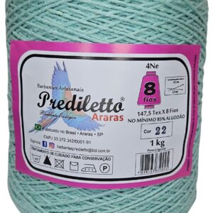 Barbante Prediletto Fio 8 Cor 22 Verde Água de 1kg