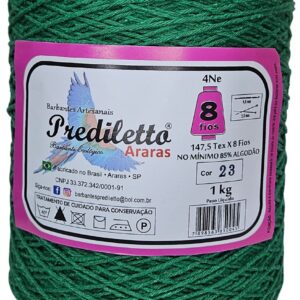 Barbante Prediletto Fio 8 Cor 23 Verde Bandeira de 1kg
