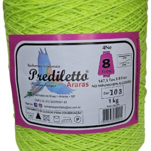 Barbante Prediletto Fio 8 Cor 103 Verde Neon de 1kg
