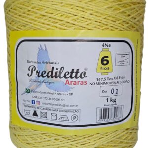 Barbante Prediletto Fio 6 Cor 01 Amarelo Bebê de 1kg