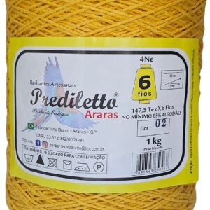 Barbante Prediletto Fio 6 Cor 02 Amarelo Ouro de 1kg