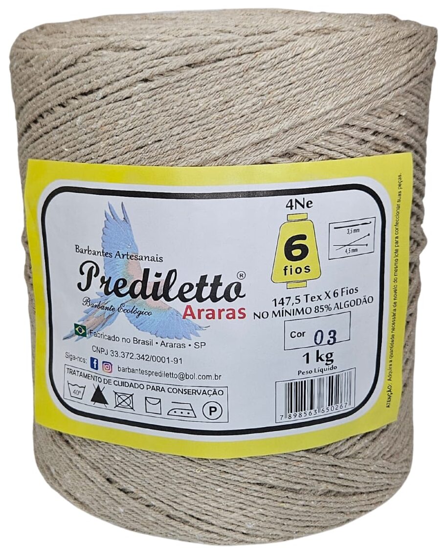 Barbante Prediletto Fio 6 Cor 03 Areia de 1kg
