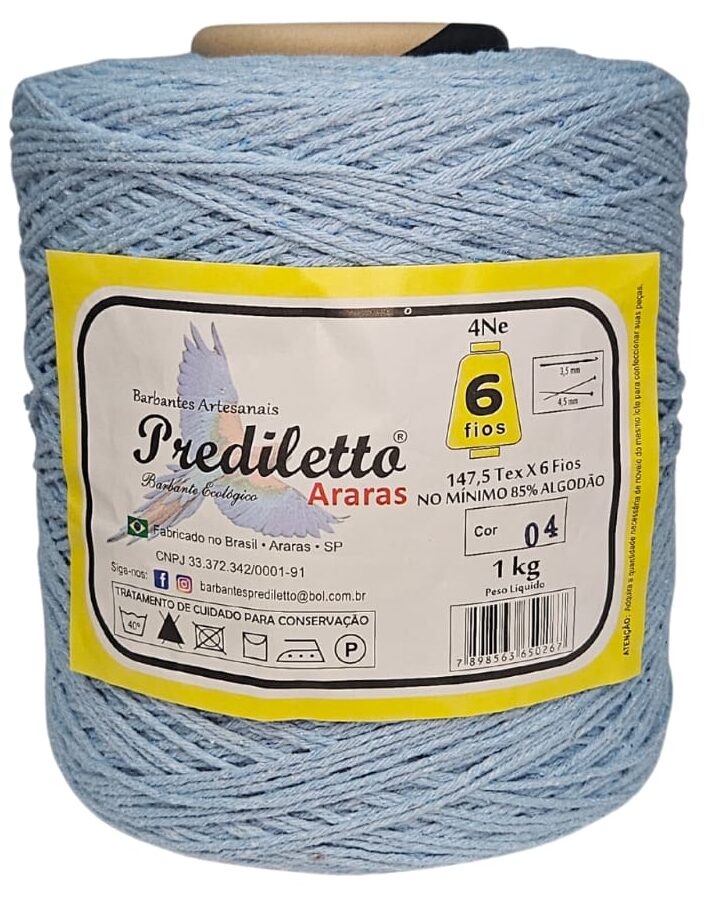 Barbante Prediletto Fio 6 Cor 04 Azul Bebê de 1kg