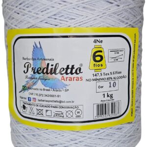 Barbante Prediletto Fio 6 Cor 10 Branco de 1kg