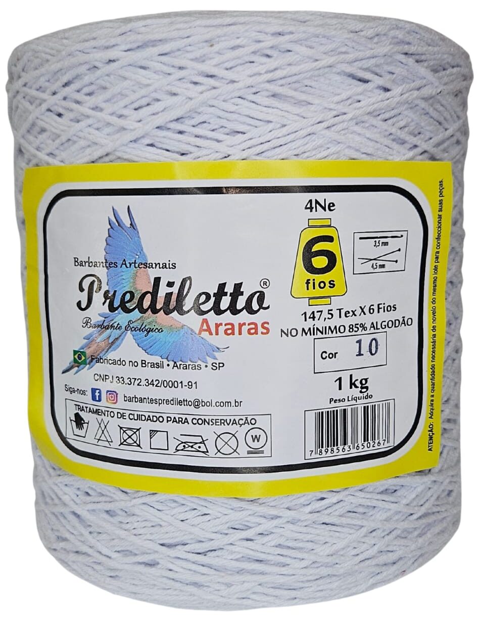 Barbante Prediletto Fio 6 Cor 10 Branco de 1kg