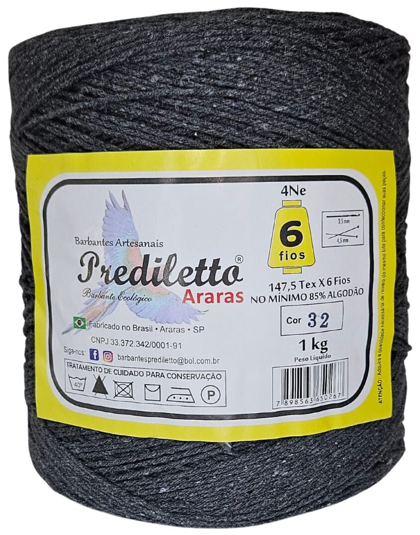 Barbante Prediletto Fio 6 Cor 32 Grafite de 1kg