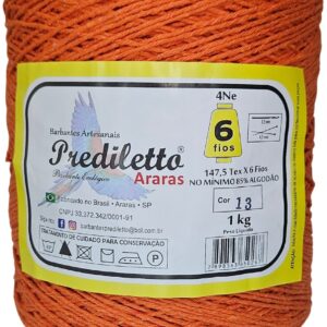 Barbante Predileto Fio 6 Cor 13 Laranja de 1kg