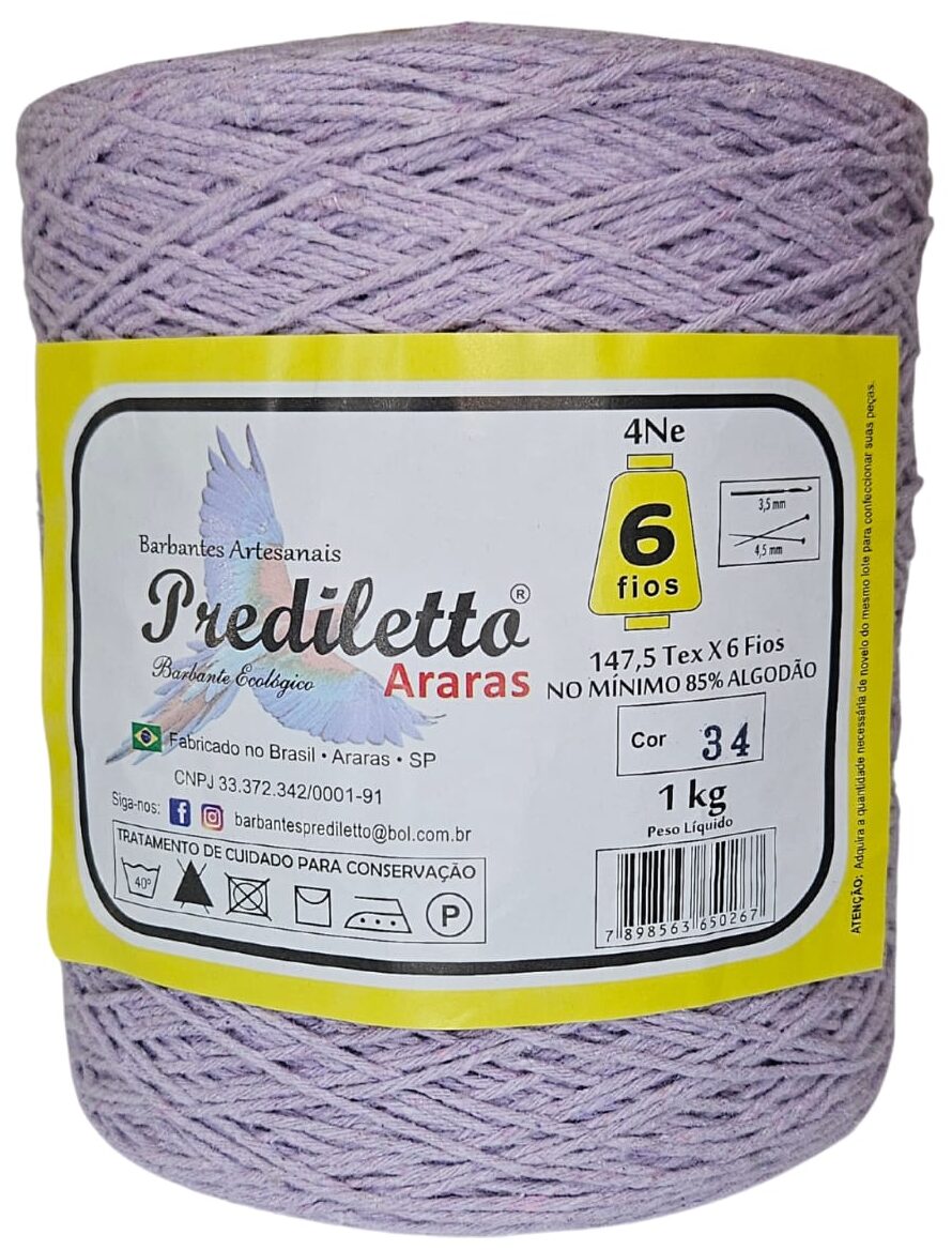 Barbante Prediletto Fio 6 Cor 34 Lilás de 1kg
