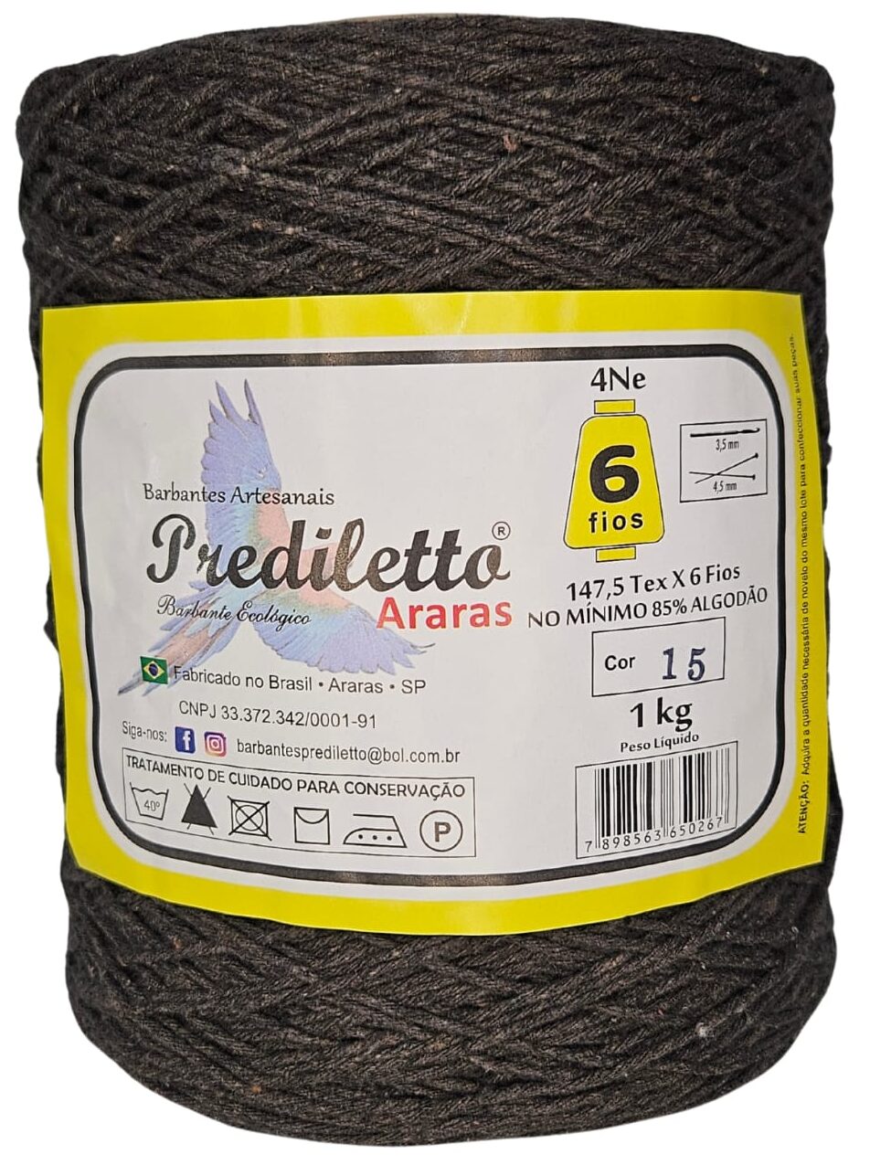 Barbante Prediletto Fio 6 Cor 15 Marrom de 1kg