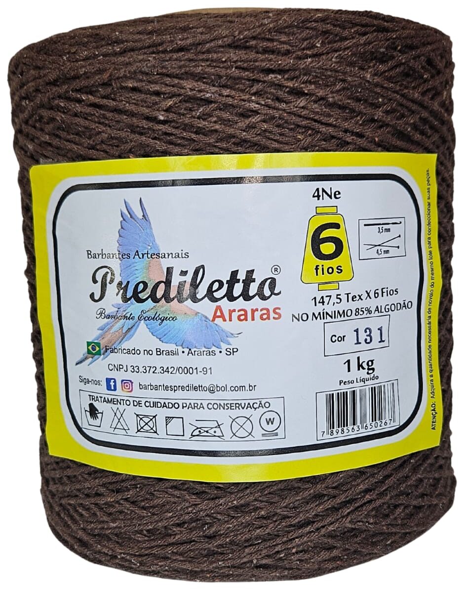 Barbante Prediletto Fio 6 Cor 131 Marrom Claro de 1kg