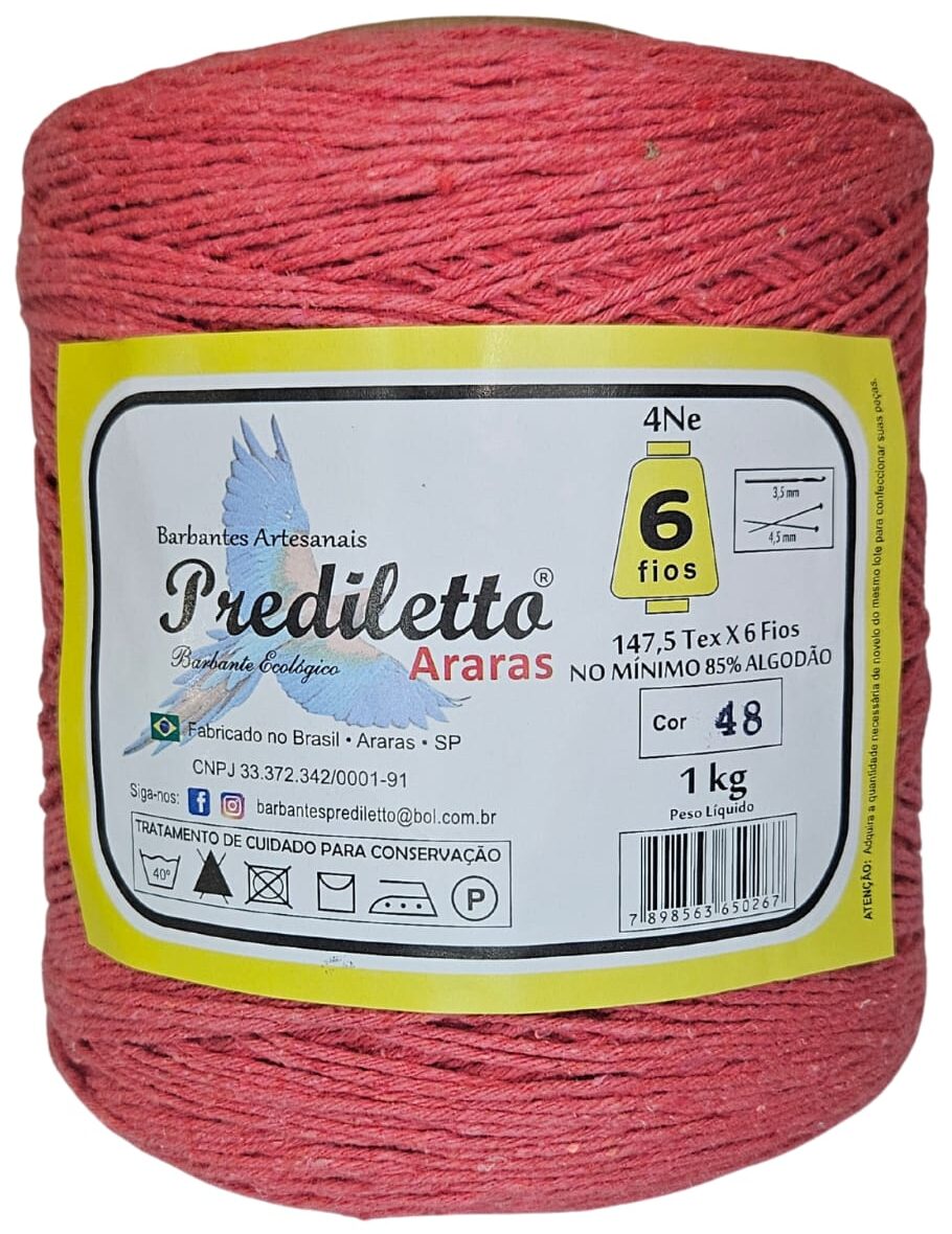 Barbante Prediletto Fio 6 Cor 48 Melancia de 1kg