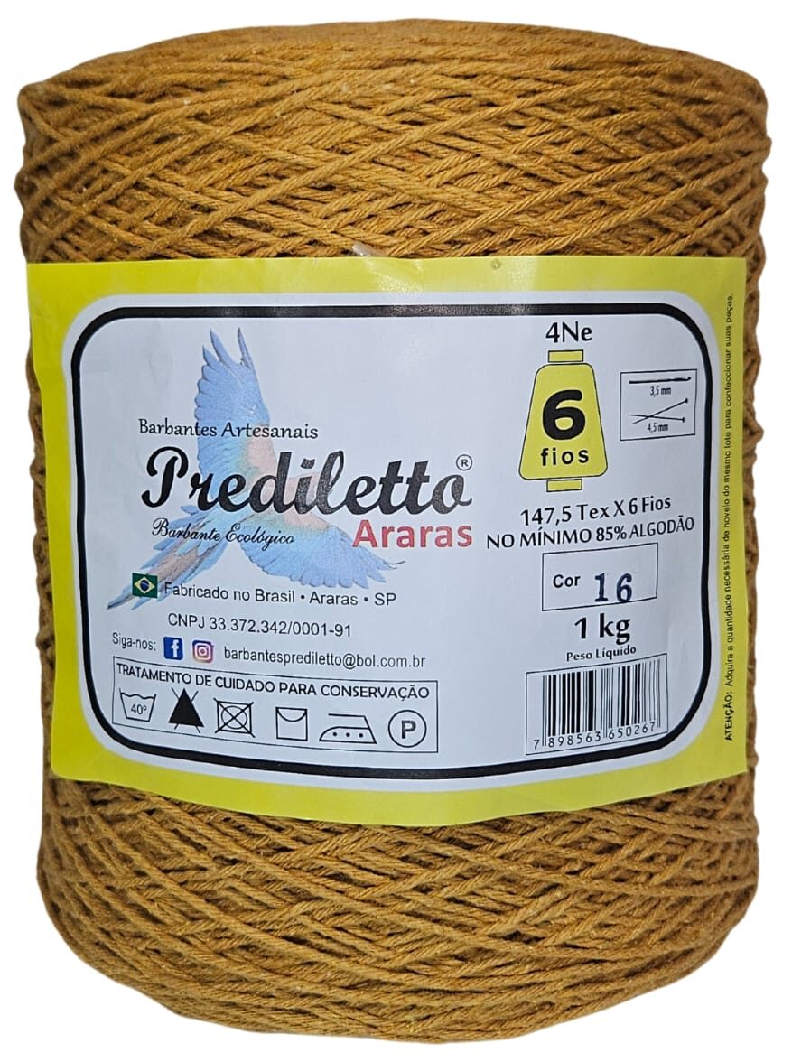 Barbante Prediletto Fio 6 Cor 16 Mostarda de 1kg