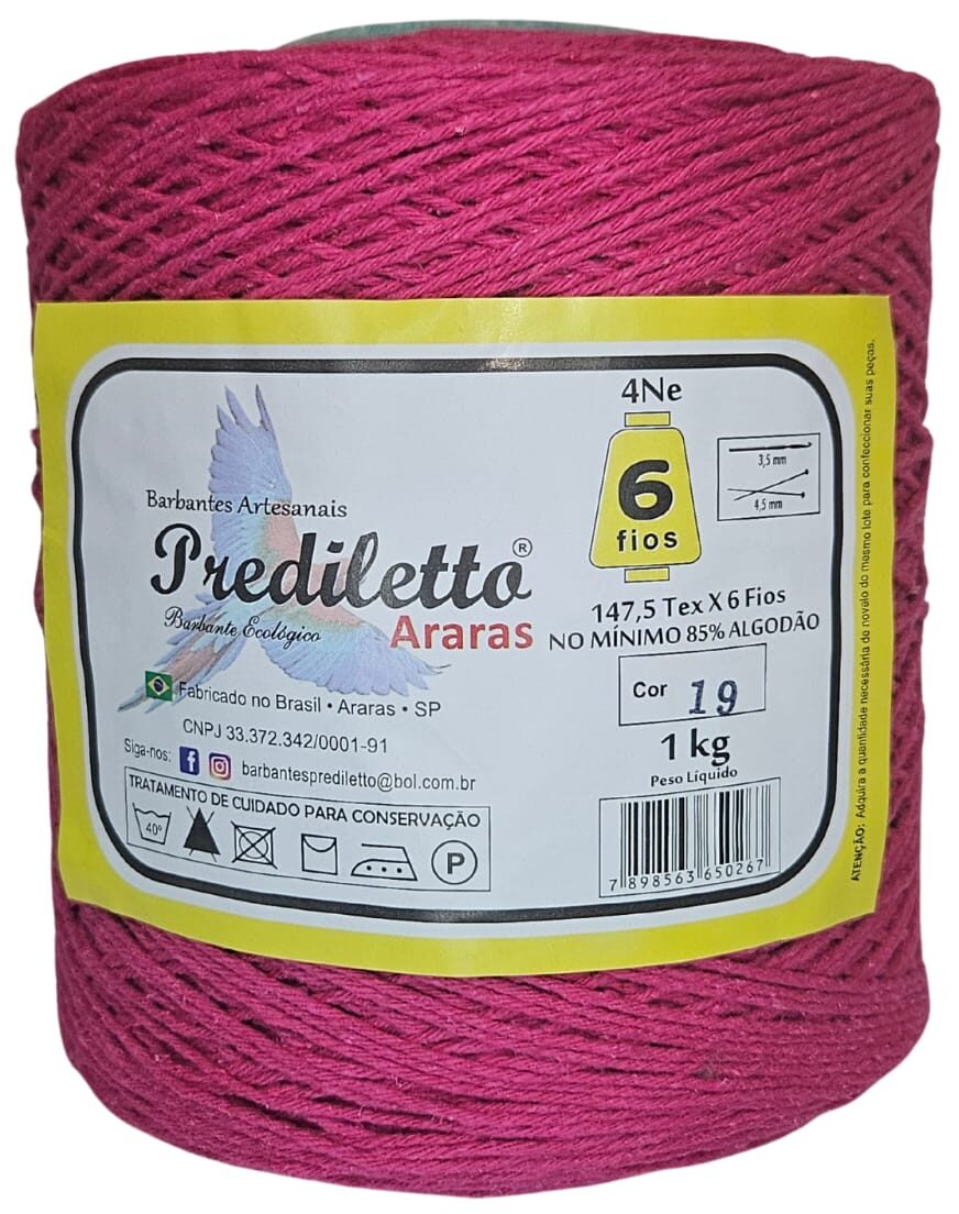 Barbante Prediletto Fio 6 Cor 19 Pink de 1kg