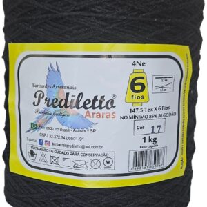 Barbante Prediletto Fio 6 Cor 17 Preto de 1kg