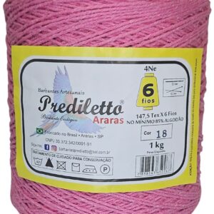 Barbante Prediletto Fio 6 Cor 18 Rosa de 1kg