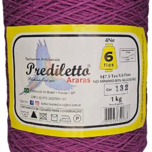 Barbante Prediletto Fio 6 Cor 132 Rosa Fúcsia de 1kg