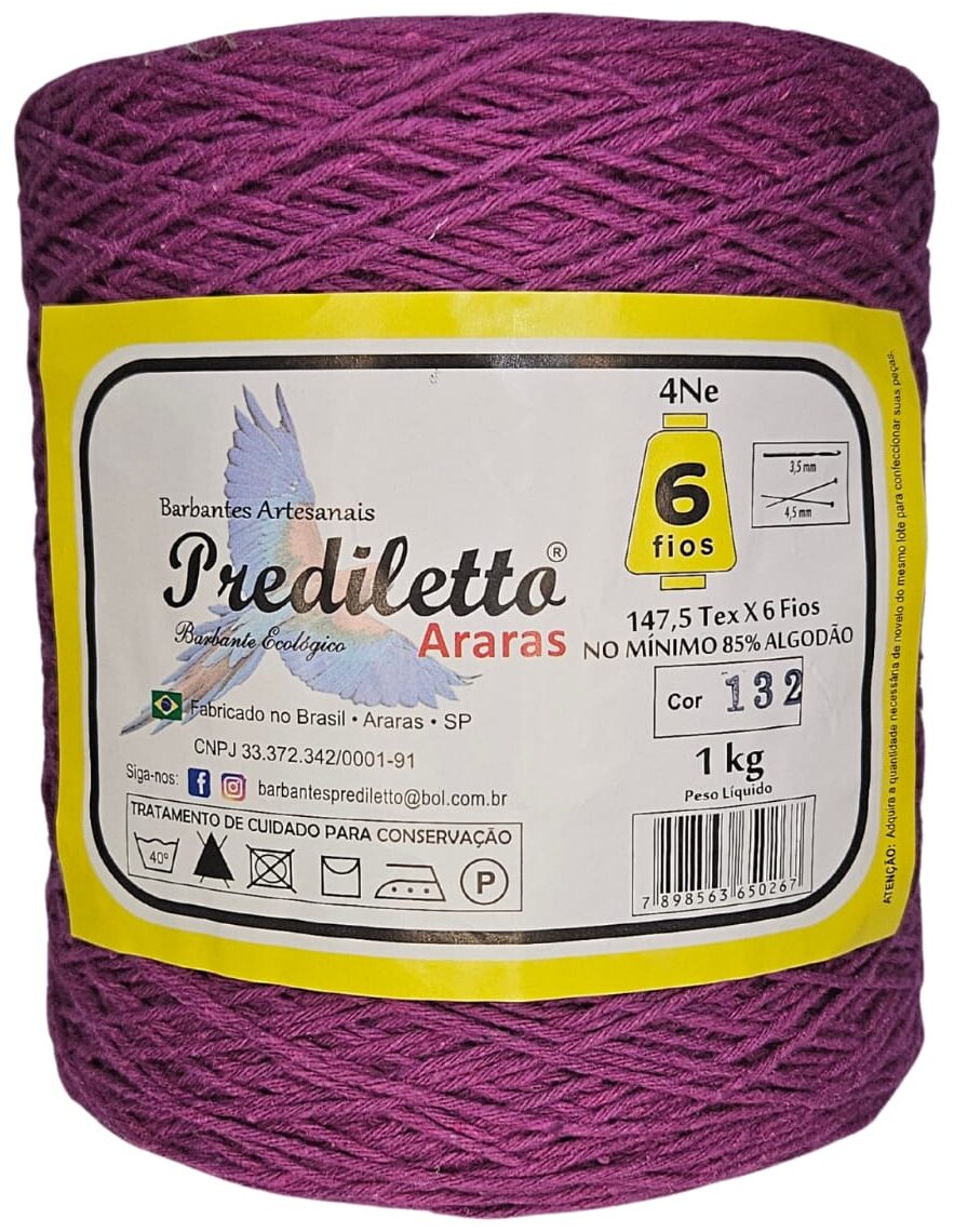 Barbante Prediletto Fio 6 Cor 132 Rosa Fúcsia de 1kg