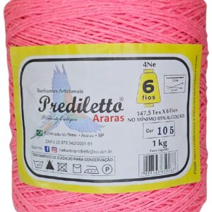 Barbante Prediletto Fio 6 Cor 105 Rosa Neon de 1kg
