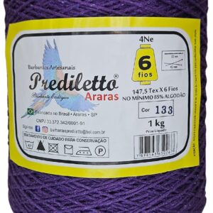 Barbante Prediletto Fio 6 Cor 133 Roxo Neon de 1kg