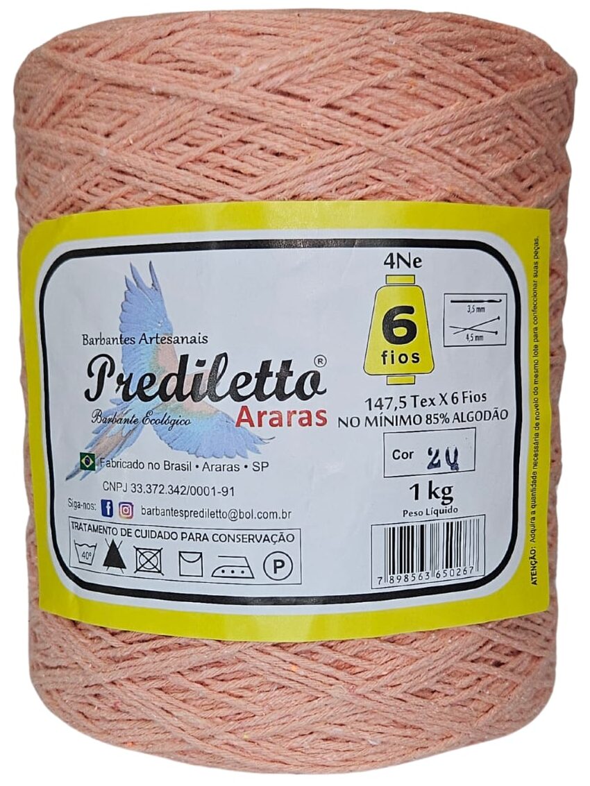Barbante Prediletto Fio 6 Cor 20 Salmão de 1kg