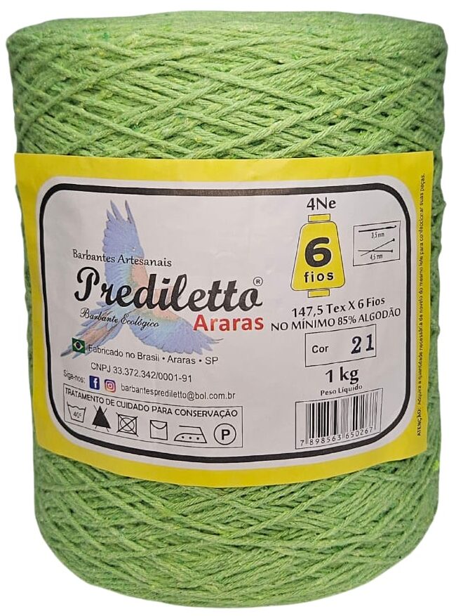 Barbante Prediletto Fio 6 Cor 21 Verde Abacate de 1kg