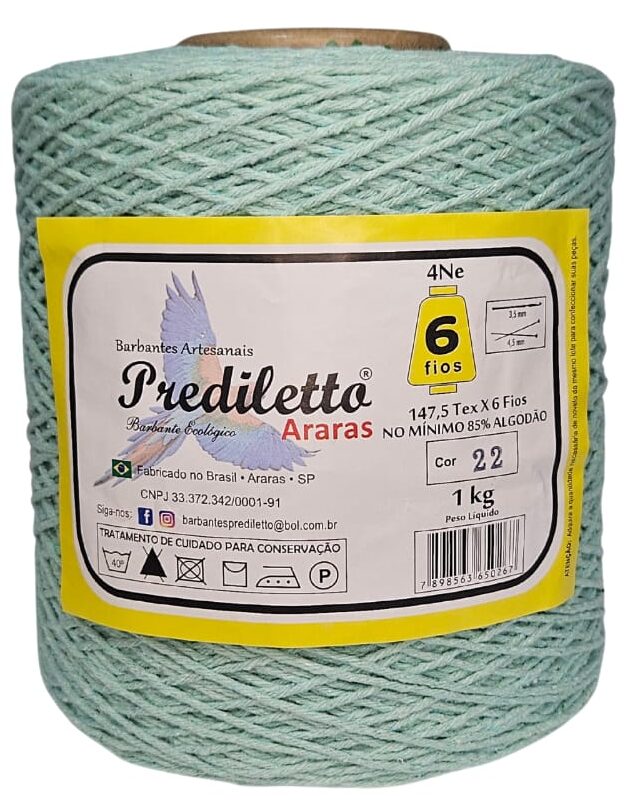 Barbante Prediletto Fio 6 Cor 22 Verde Água de 1kg
