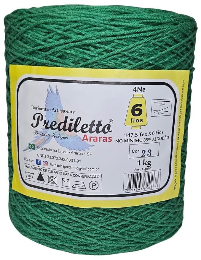 Barbante Prediletto Fio 6 Cor 23 Verde Bandeira de 1kg
