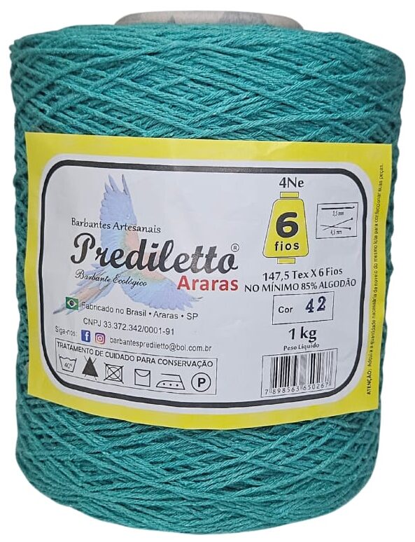 Barbante Prediletto Fio 6 Cor 42 Verde Esmeralda de 1kg