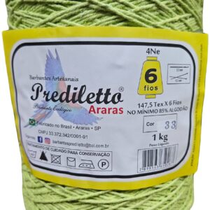 Barbante Prediletto Fio 6 Cor 33 Verde Limão de 1kg