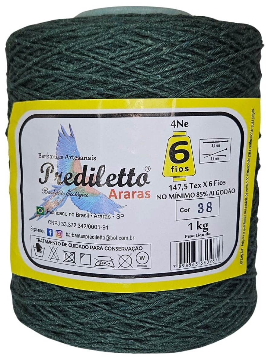 Barbante Prediletto Fio 6 Cor 38 Verde Militar de 1kg