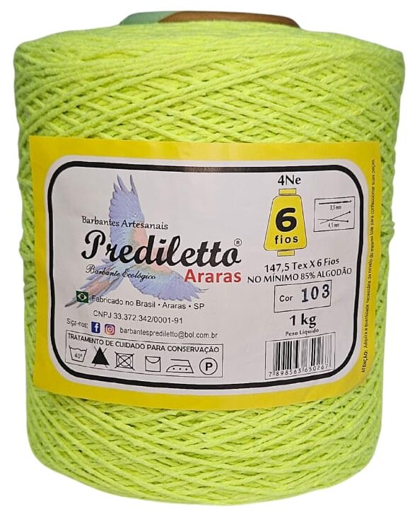 Barbante Prediletto Fio 6 Cor 103 Verde Neon de 1kg
