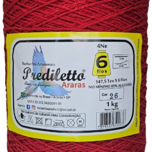 Barbante Prediletto Fio 6 Cor 26 Vermelho de 1kg