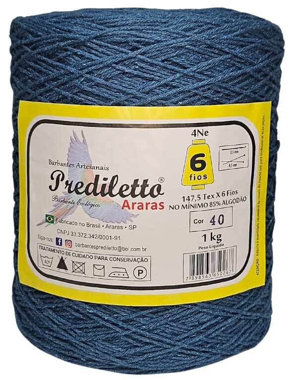 Barbante Prediletto Fio 6 Cor 40 Azul Petróleo de 1kg