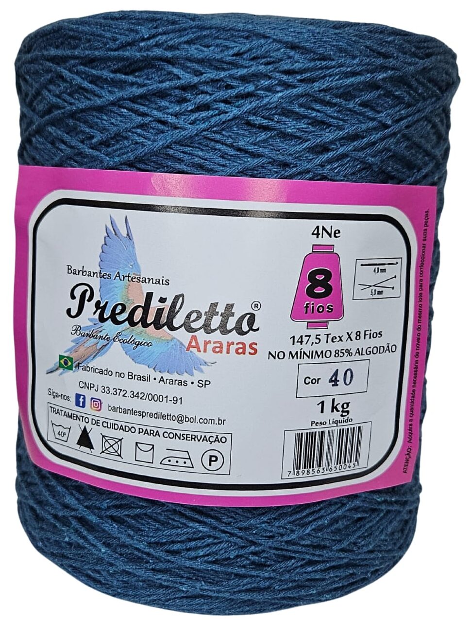 Barbante Prediletto Fio 8 Cor 40 Azul Petróleo de 1kg