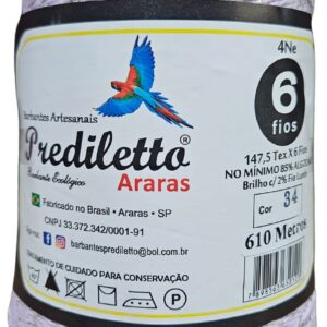 Barbante Prediletto Fio 6 Cor 34 Lilás com Brilho Dourado de 610 metros