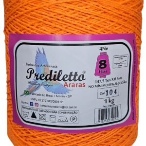 Barbante Prediletto Fio 8 Cor 104 Laranja Neon de 1kg