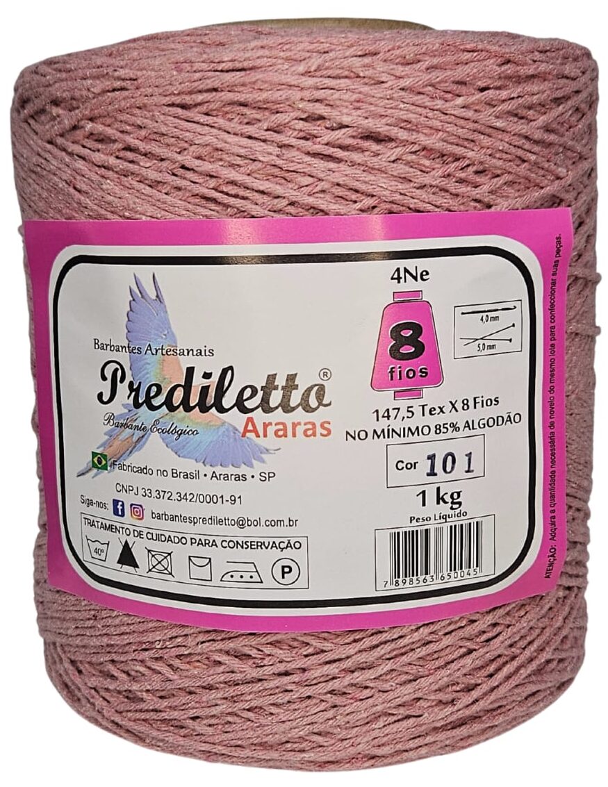 Barbante Prediletto Fio 8 Cor 101 Rosa Chá de 1kg